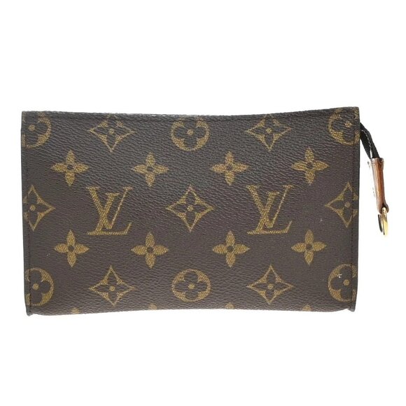 Louis Vuitton Bucket PM Monogram Canvas - I Love Handbags LOUIS VUITTON Logo BUCKET PM Pouch Bag Monogram Leather Brown France 60KP232